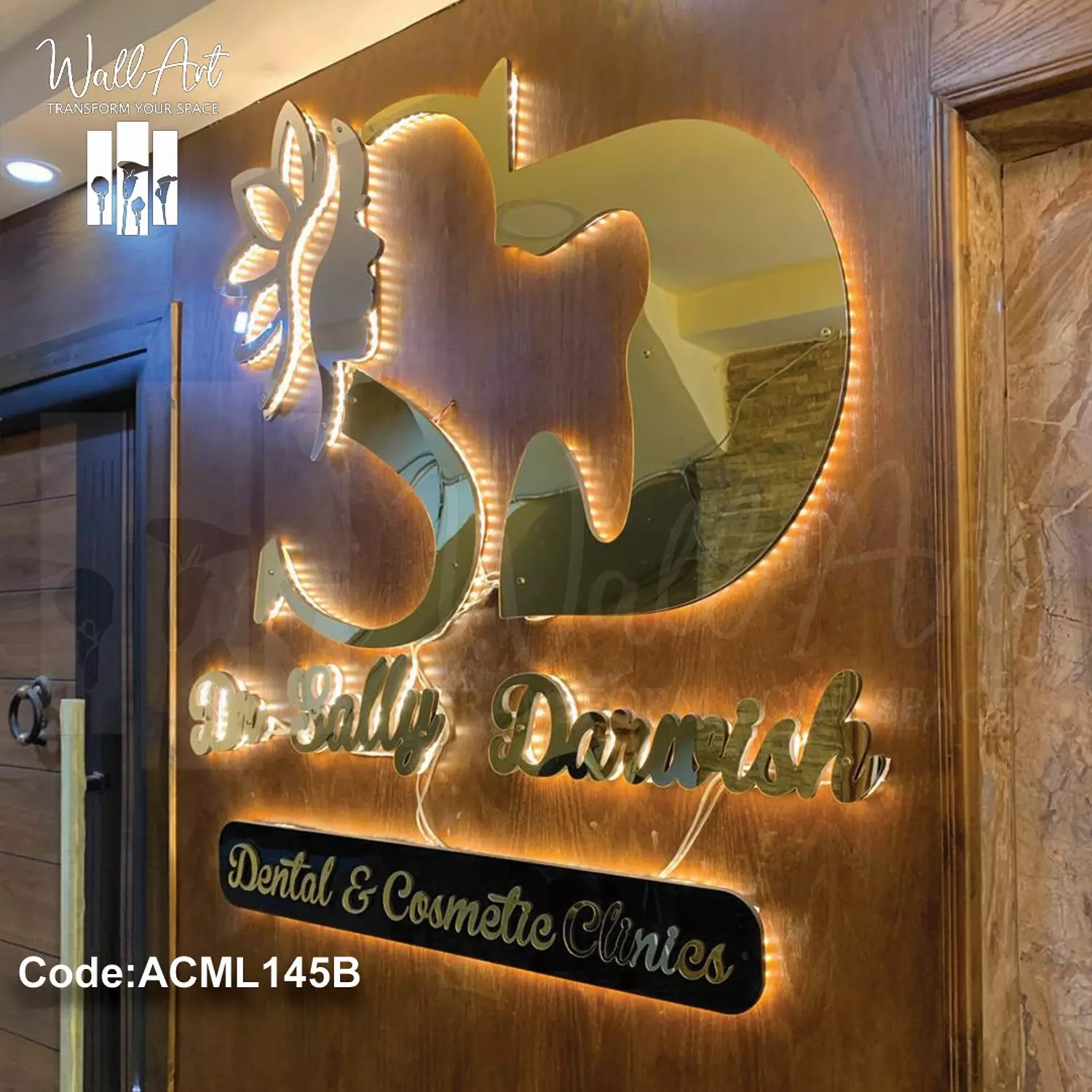 ACML145-Lighted Golden Acrylic Logo  image