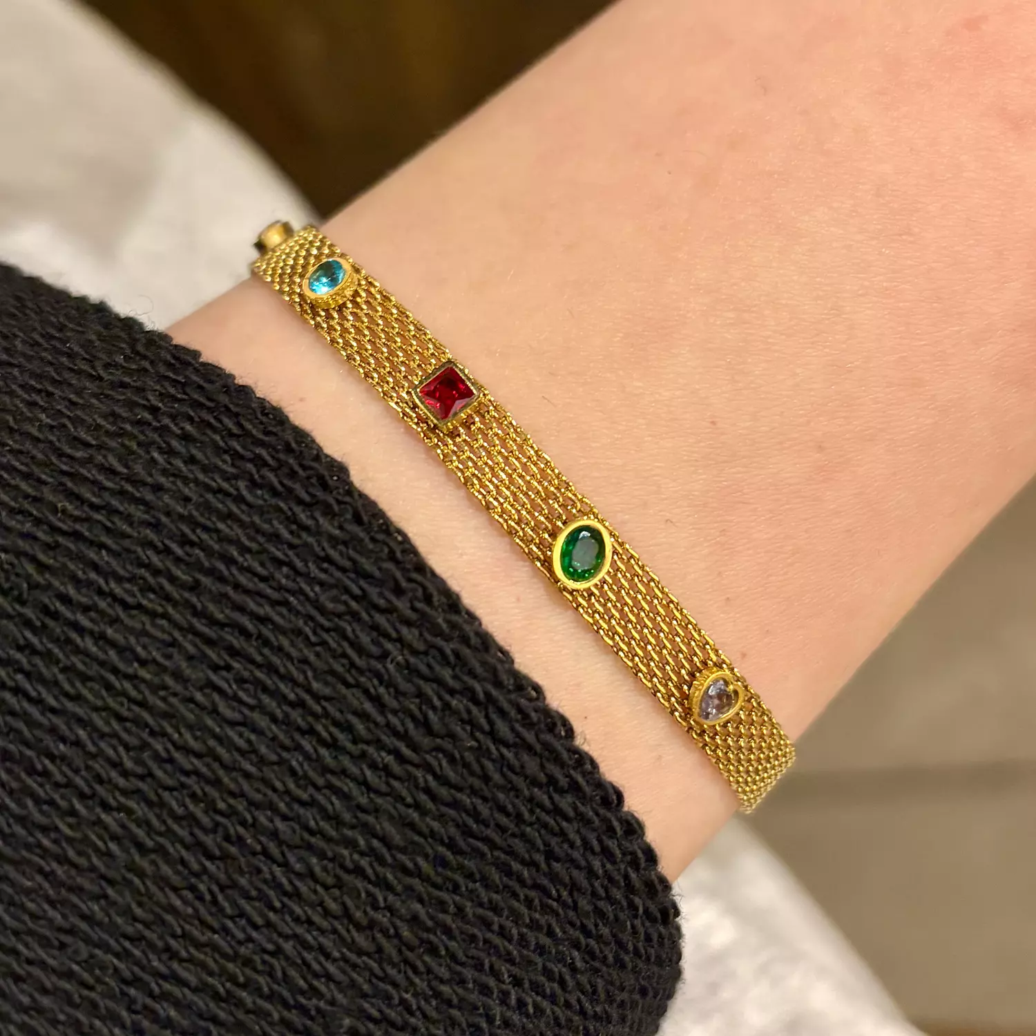 4 colorful stones stainless steel bracelet  image