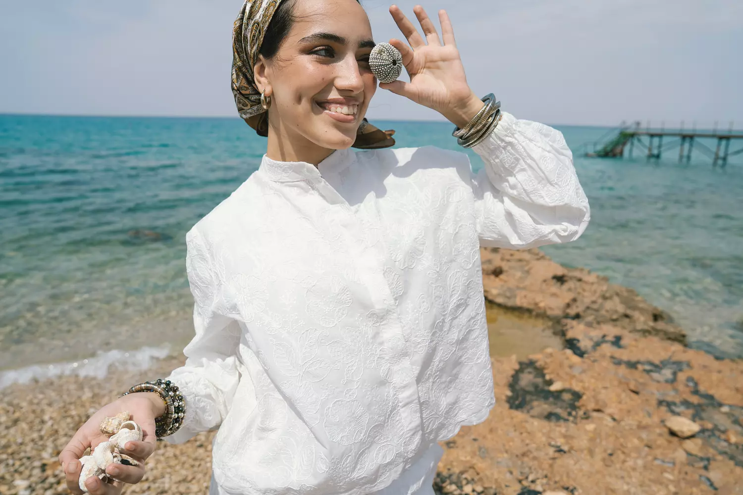 White Jacquard Blouse 1