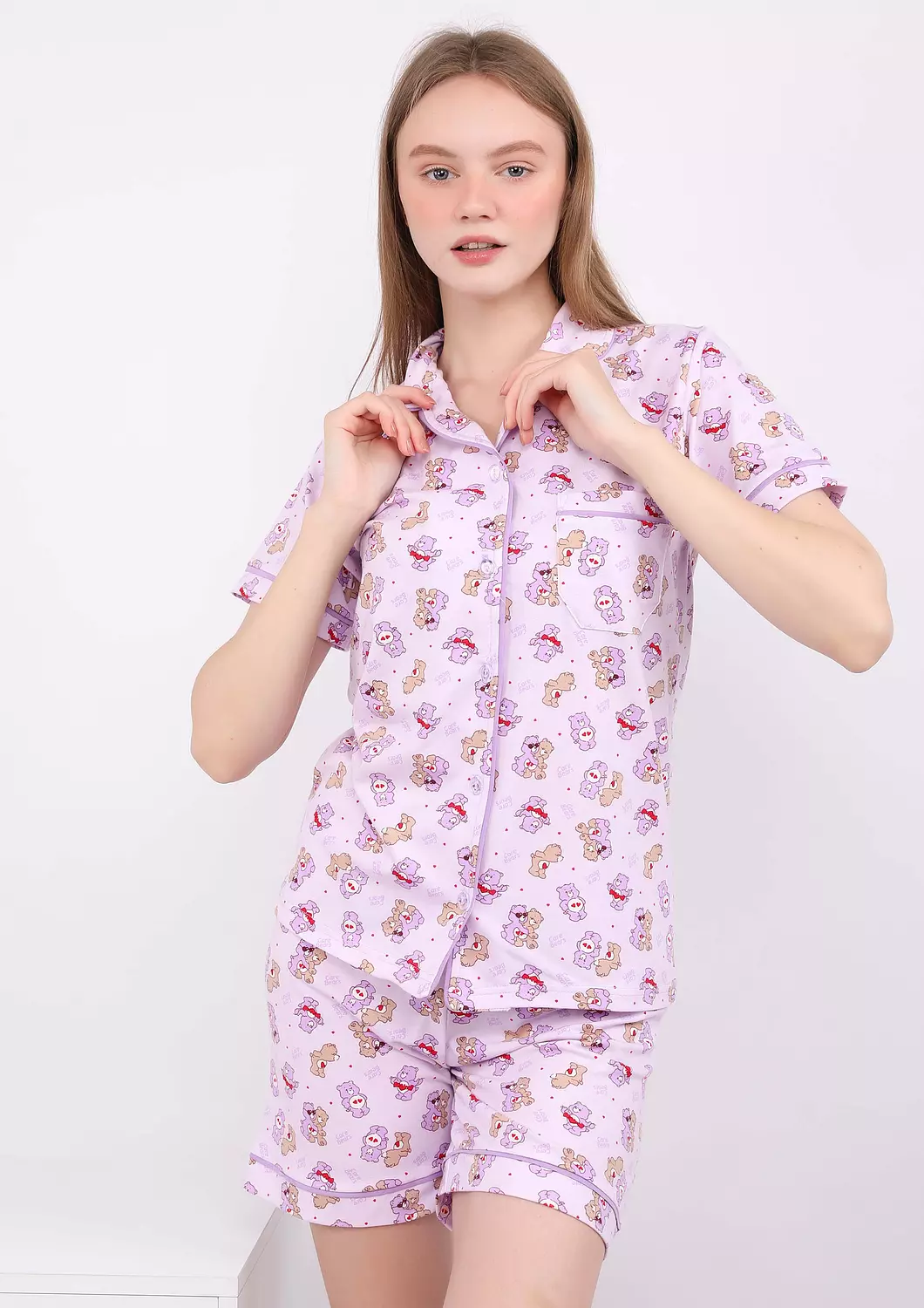 Teddy Bear Buttoned Short Pajama Set  5