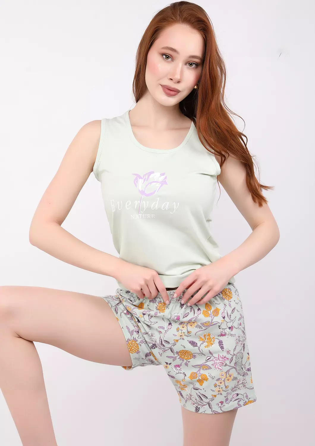 Pastel Flowers Short Pajama Set  2