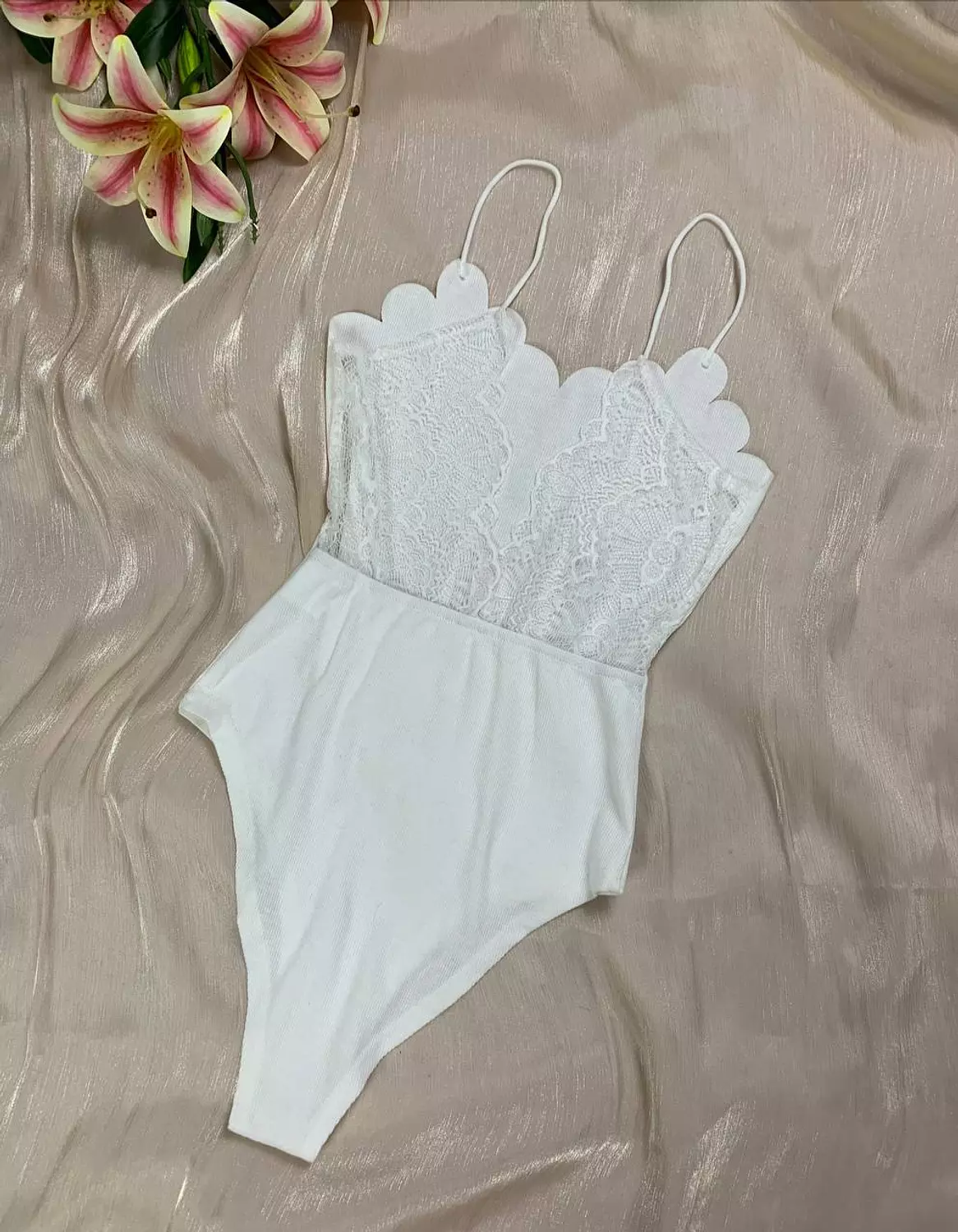 Cute  cotton body suit with back lace from Shein   Xs/s/m hover image