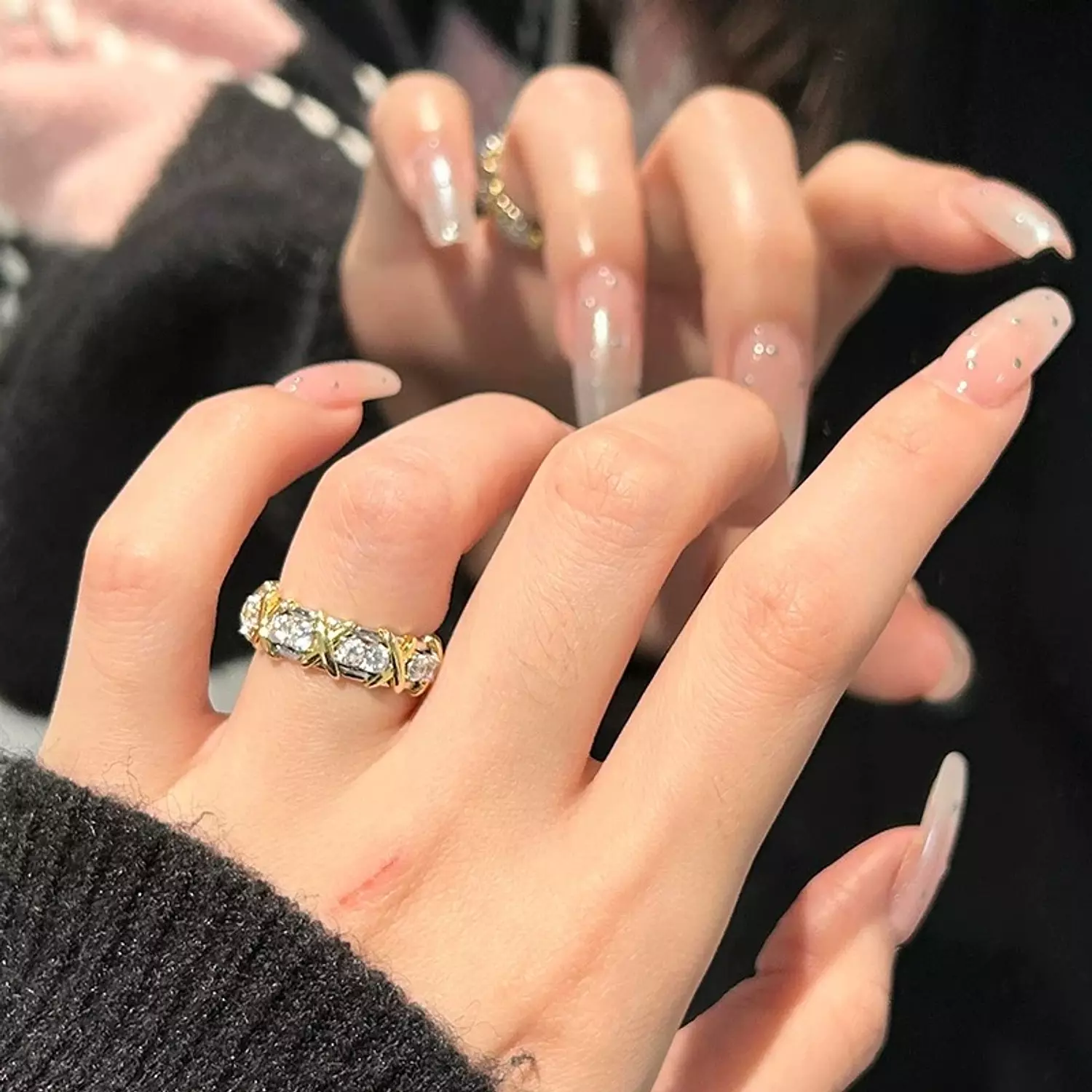 XO double tone zircon ring image