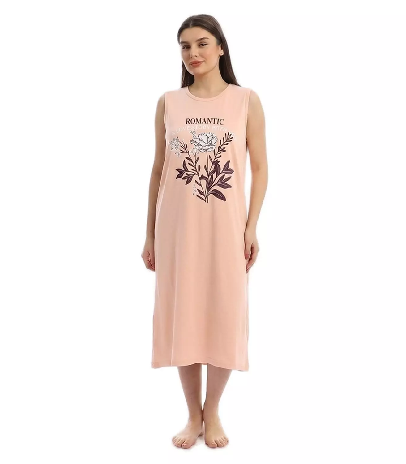 Women Nightgown Printed - 2477 - Light Orange image