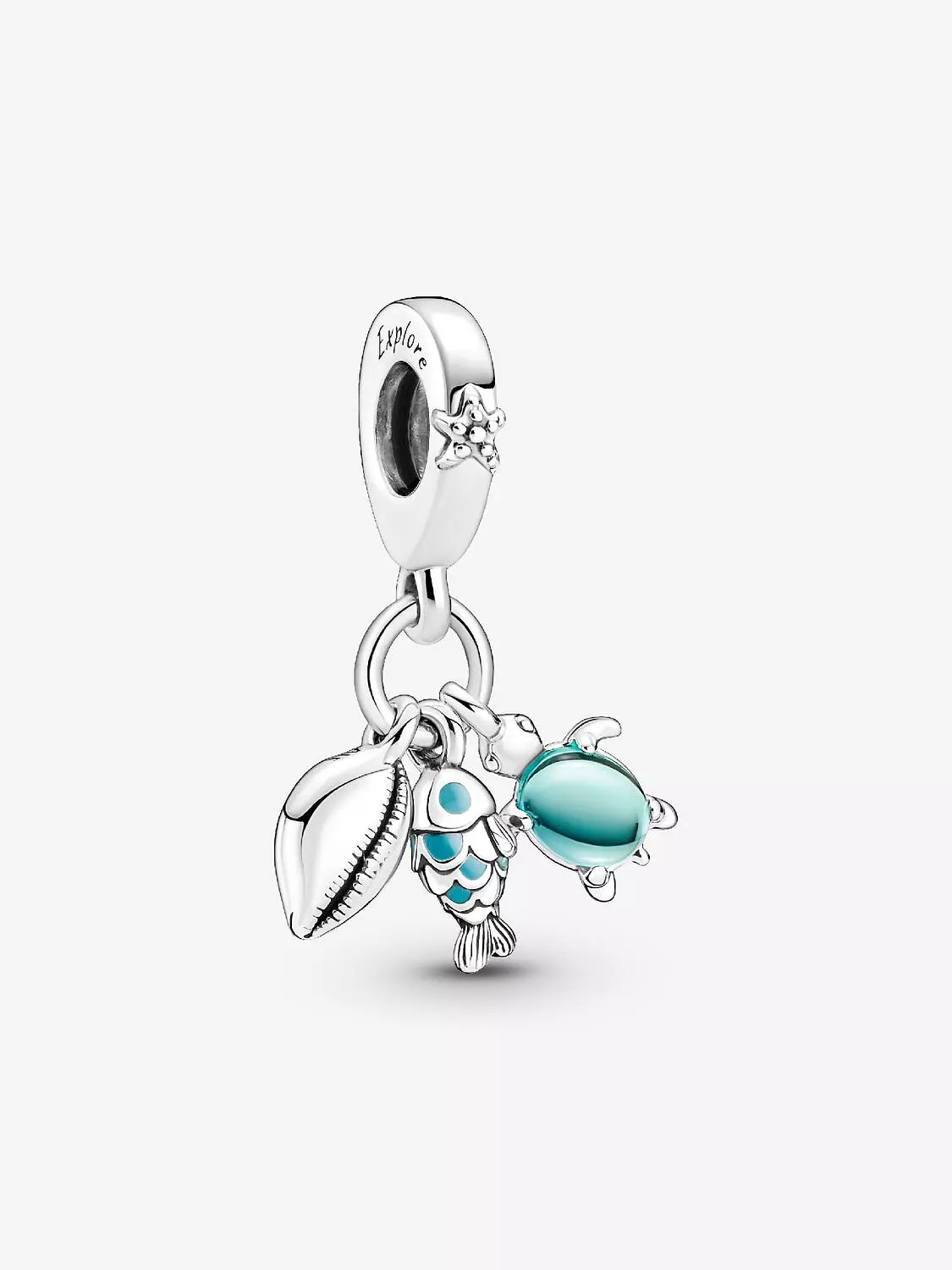 Fish, Sea Turtle & Conch Triple Dangle Charm Sterling silver image