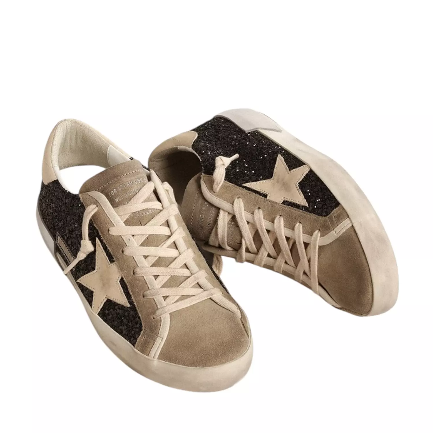Super-Star in black glitter with cream star and suede inserts 1