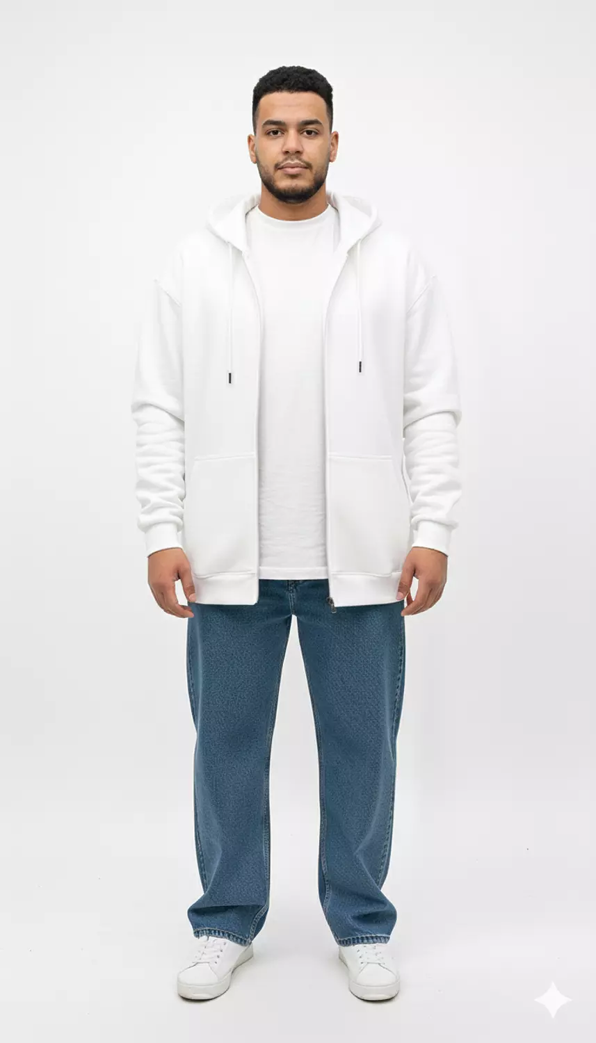 Unisex Plus Size Daily Comfort Full-Zip Hoodie 13