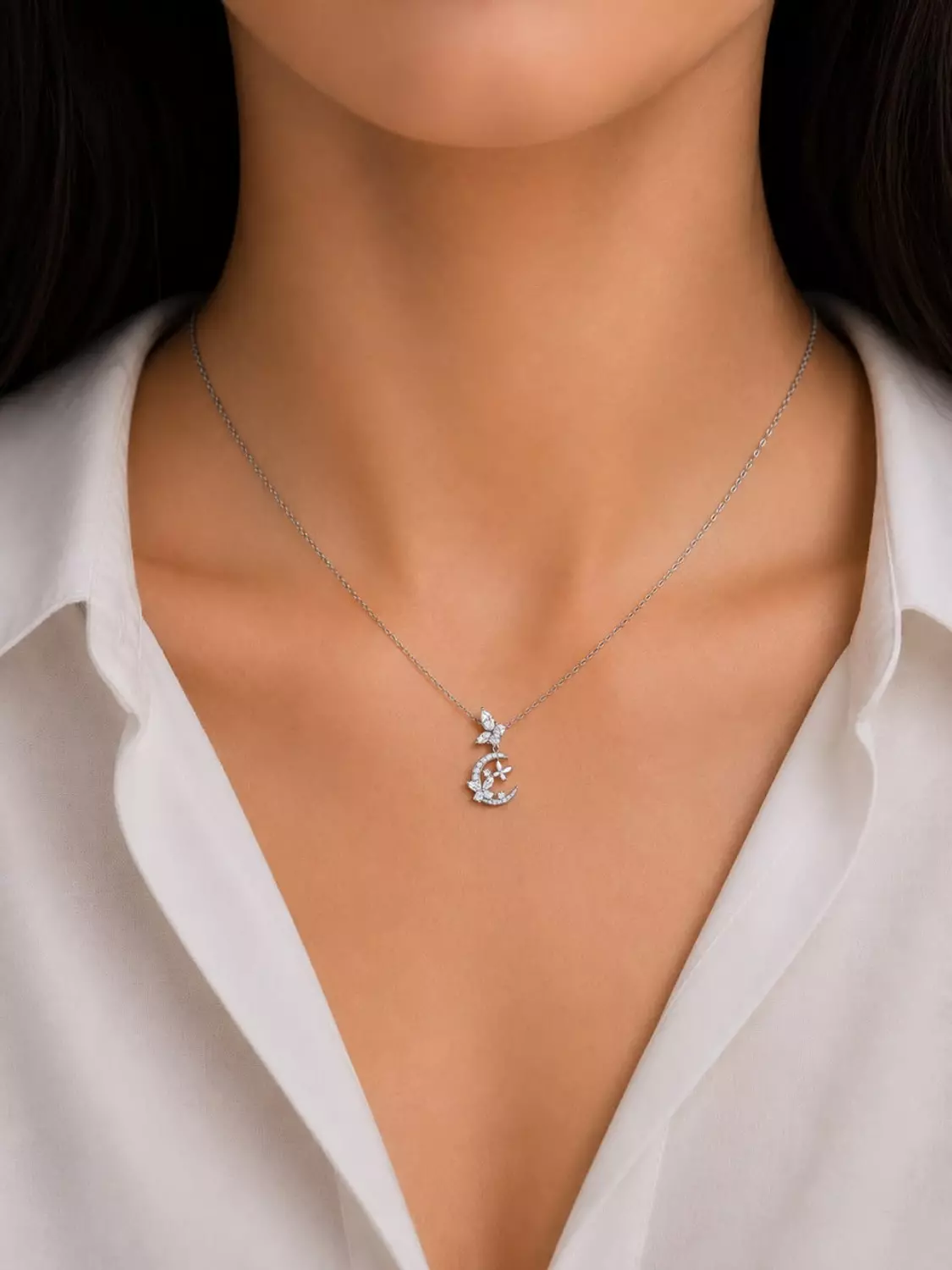  Silver Necklace Butterfly image