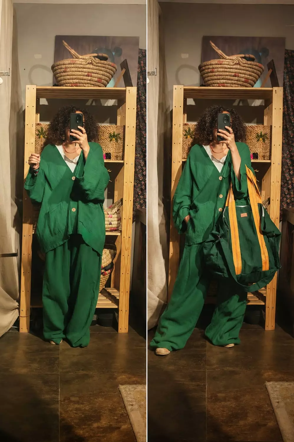 Extra large green bag with heavy duty orange strap 4