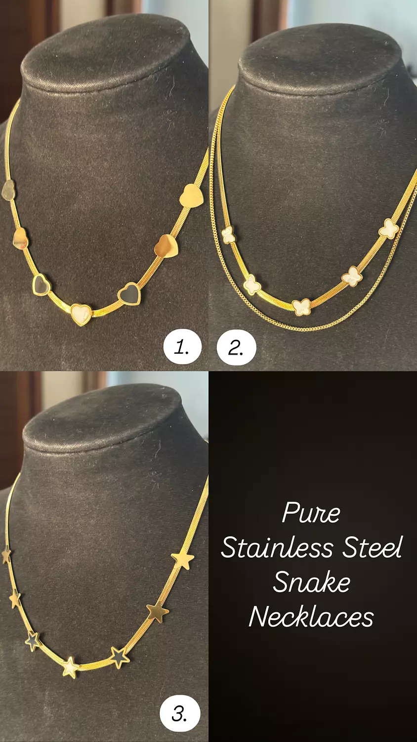 Stainless Steel Gold Snake Necklace ( Stock ) image