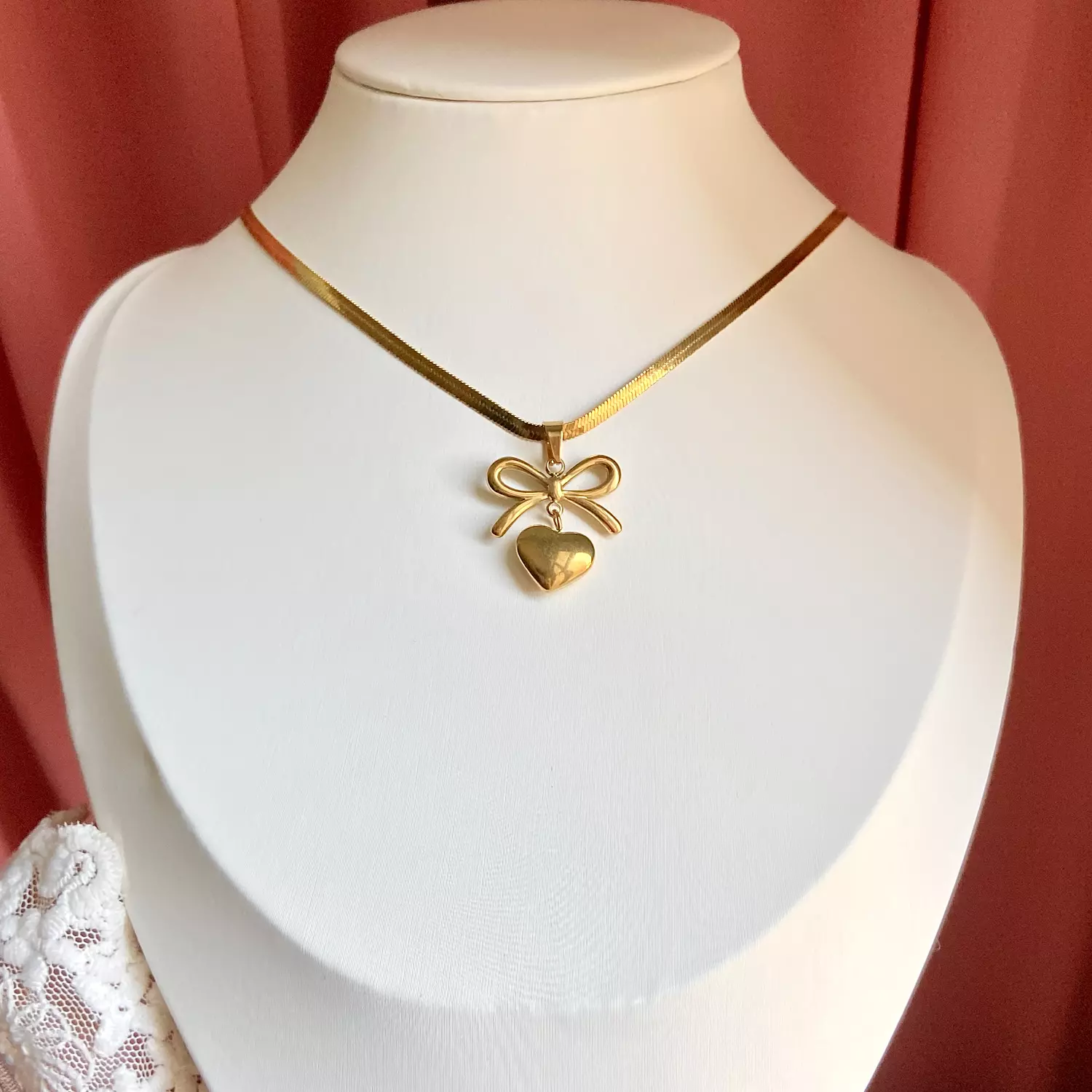 Heart and Bow Stainless Steel Necklace🎀✨ 1