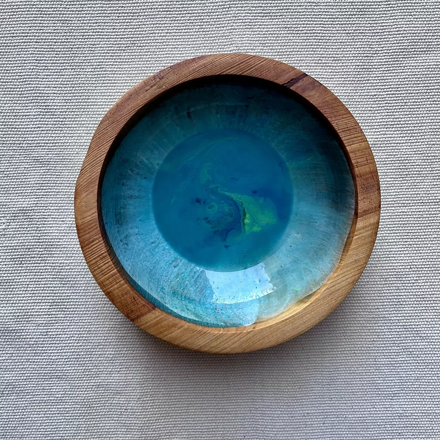 Turquoise Wooden Bowl image