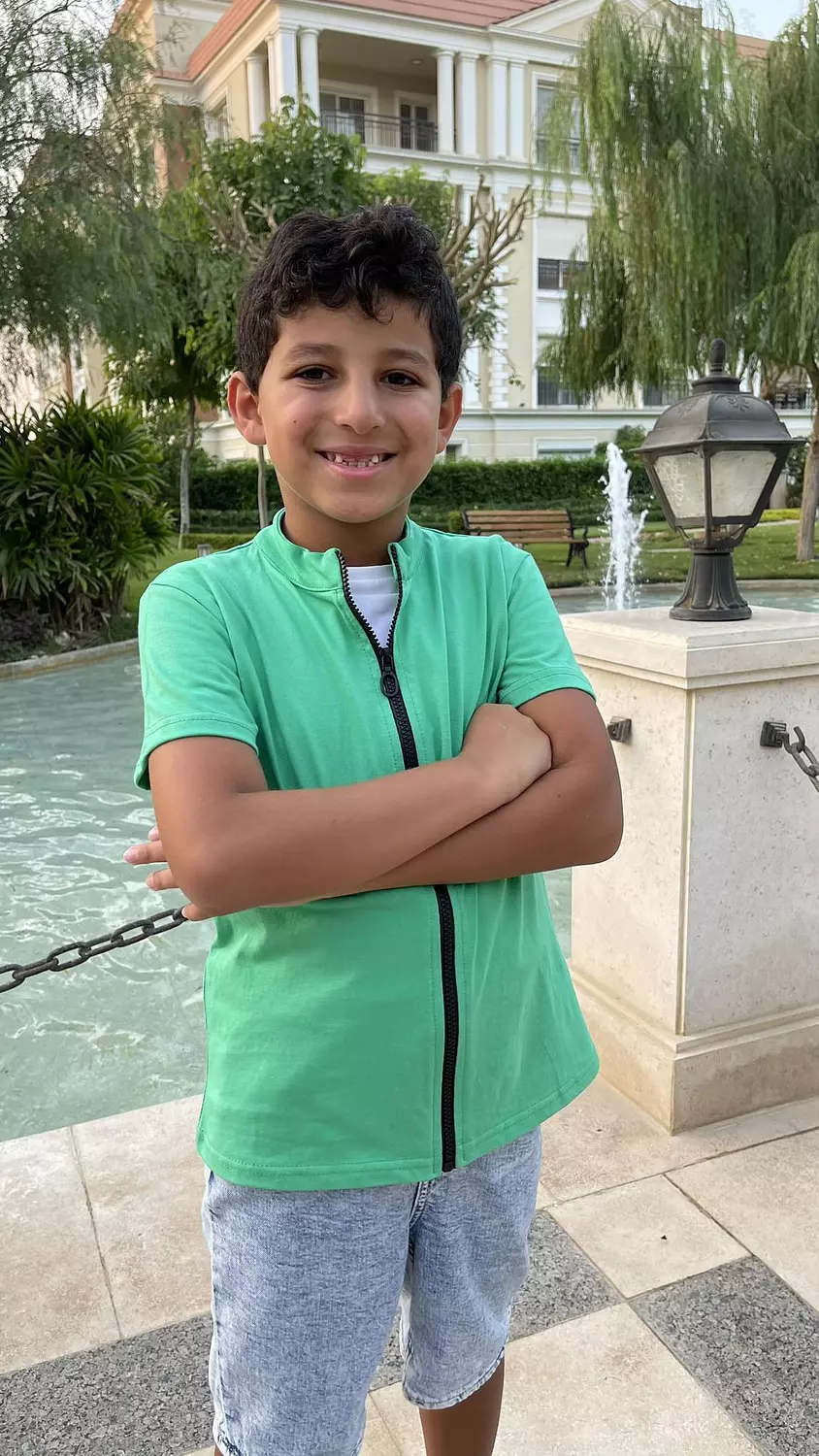 SOUTH Cotton emerald green t-shirt with black Zipper for boys image