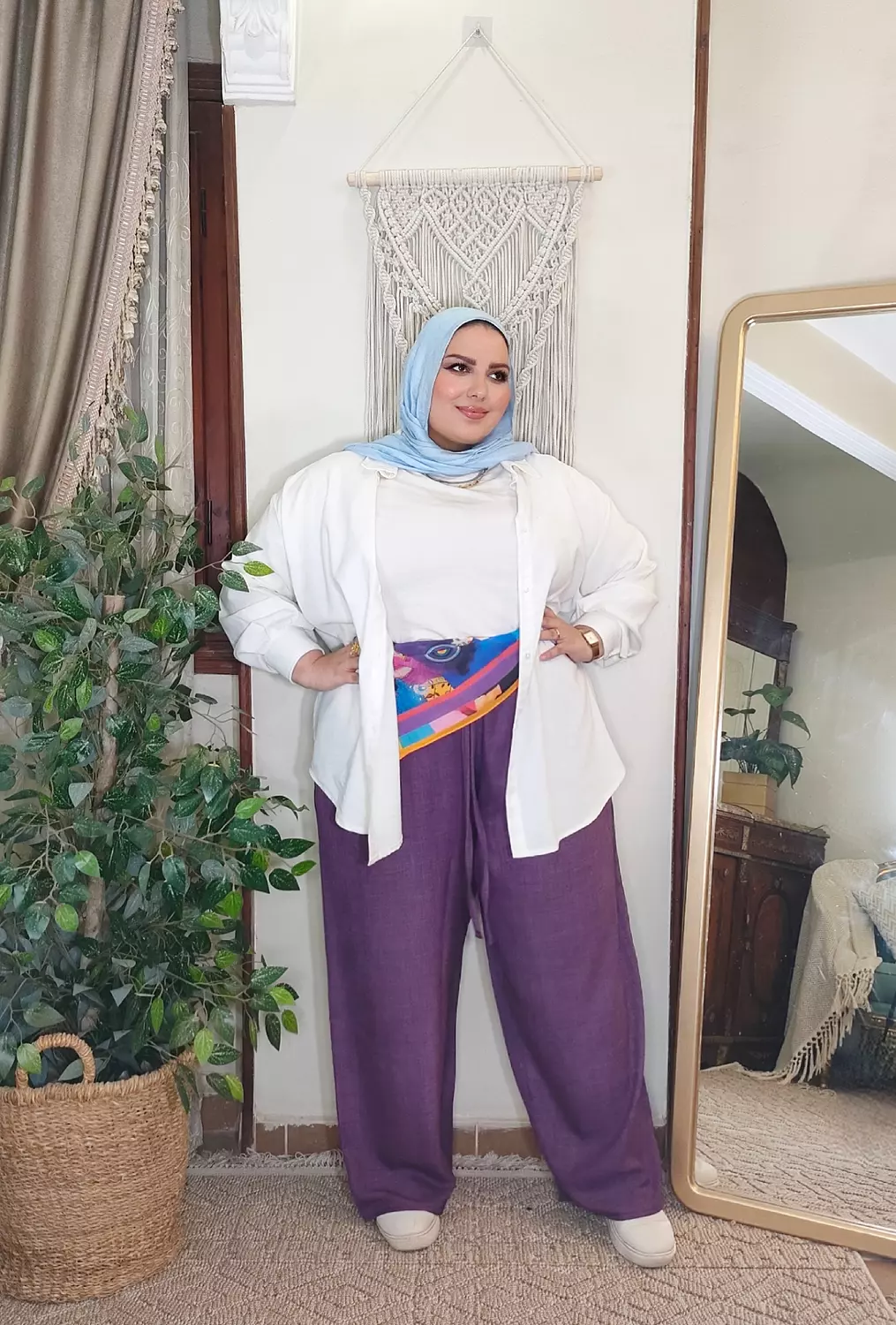 Essential linen pants ( in purple ) hover image