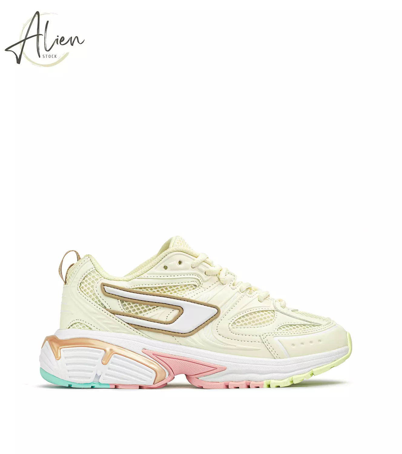 DISEL RUNNING SHOSE BEIGE BR PINK WOMEN