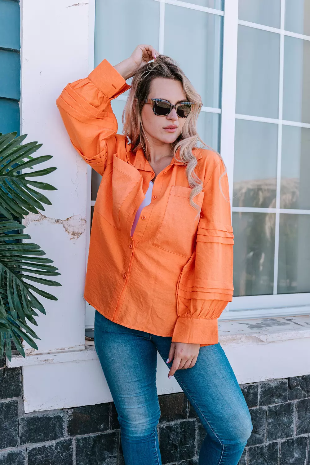 Basic Linen chemise - Orange image