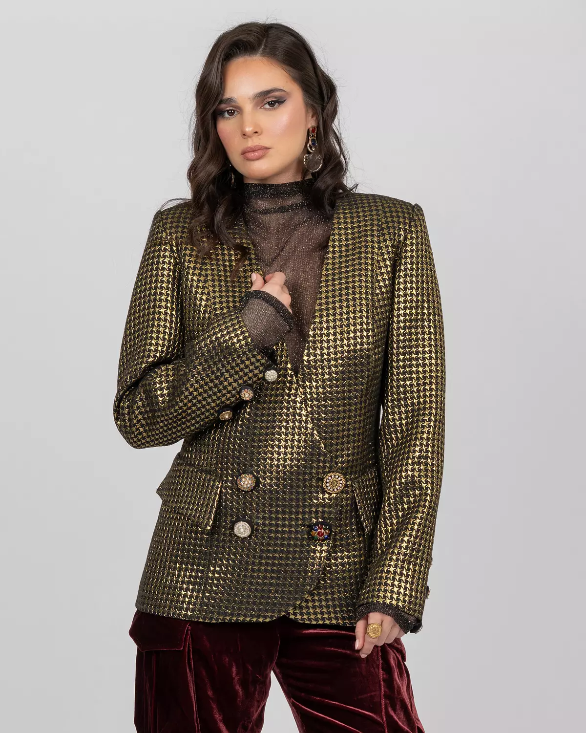 Brocade Fitted Blazer 5