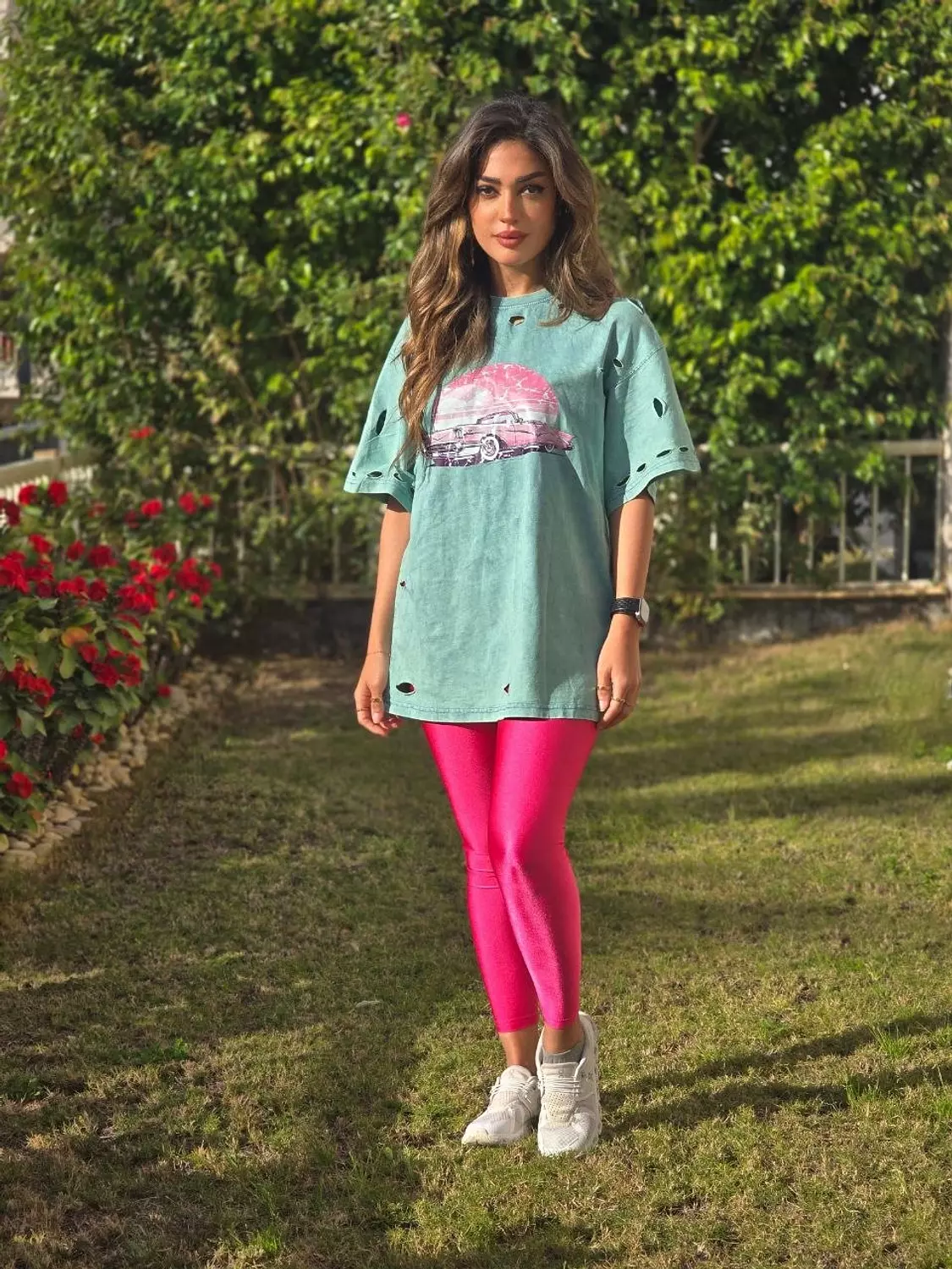 Fushia metallic legging  2