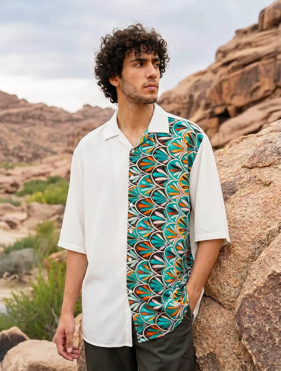Loosefit Parti-Colored W&G Viscose Shirt 1