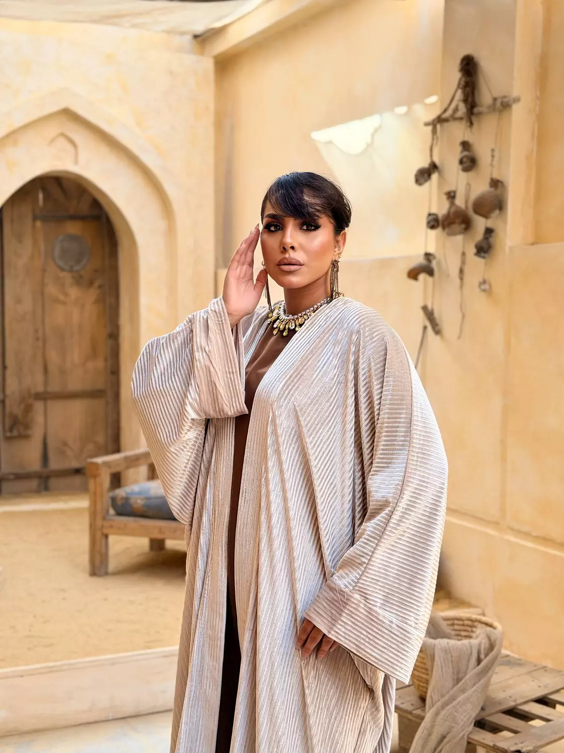 Al Aseel Kuftan In Champagne Cream hover image