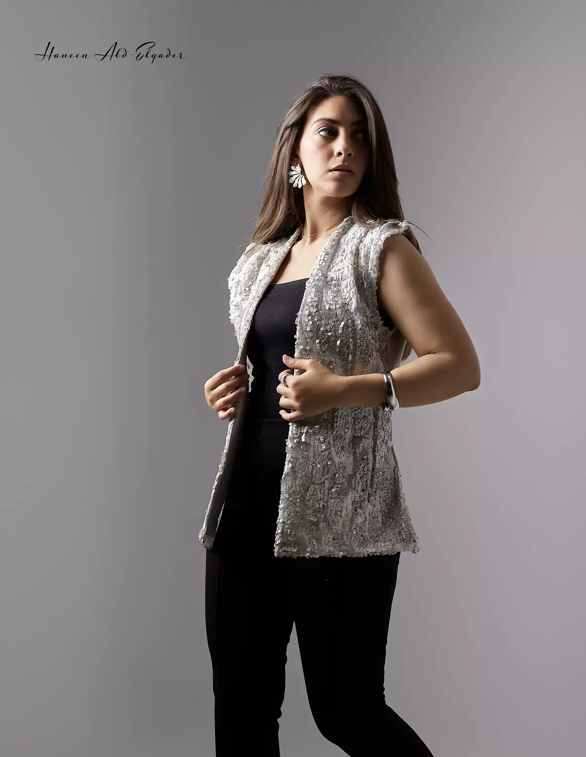 Silver Sequined vest image