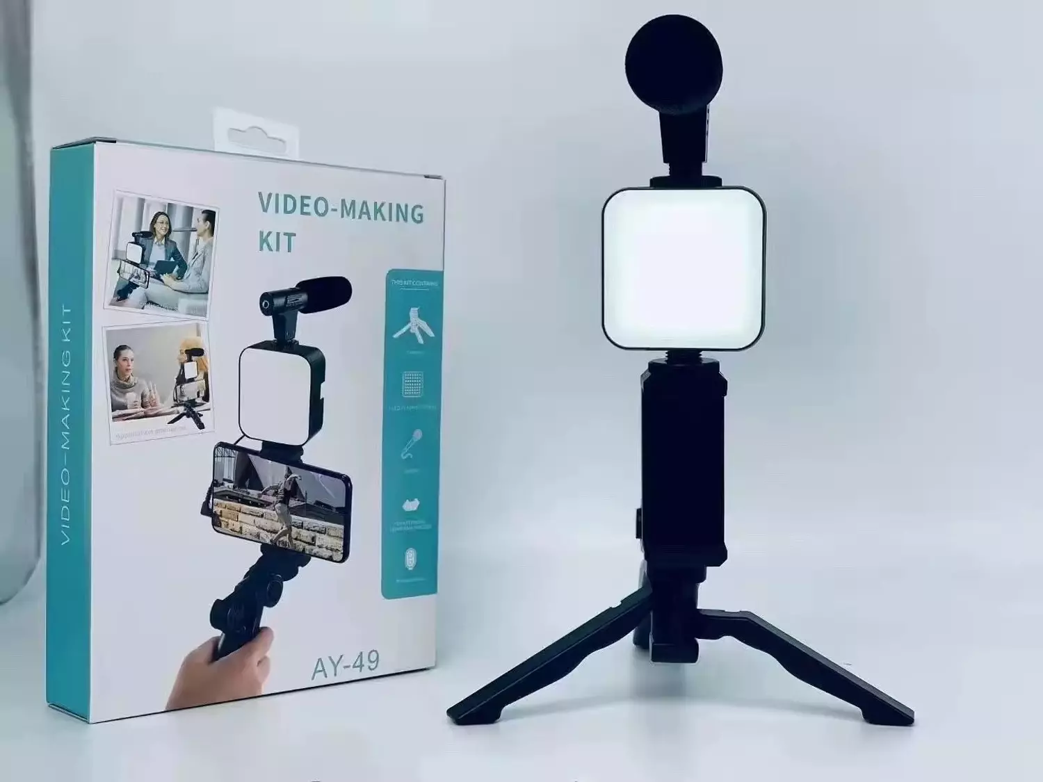 Complete AY-49 Set for Live Streaming, LED Light & Microphone 4
