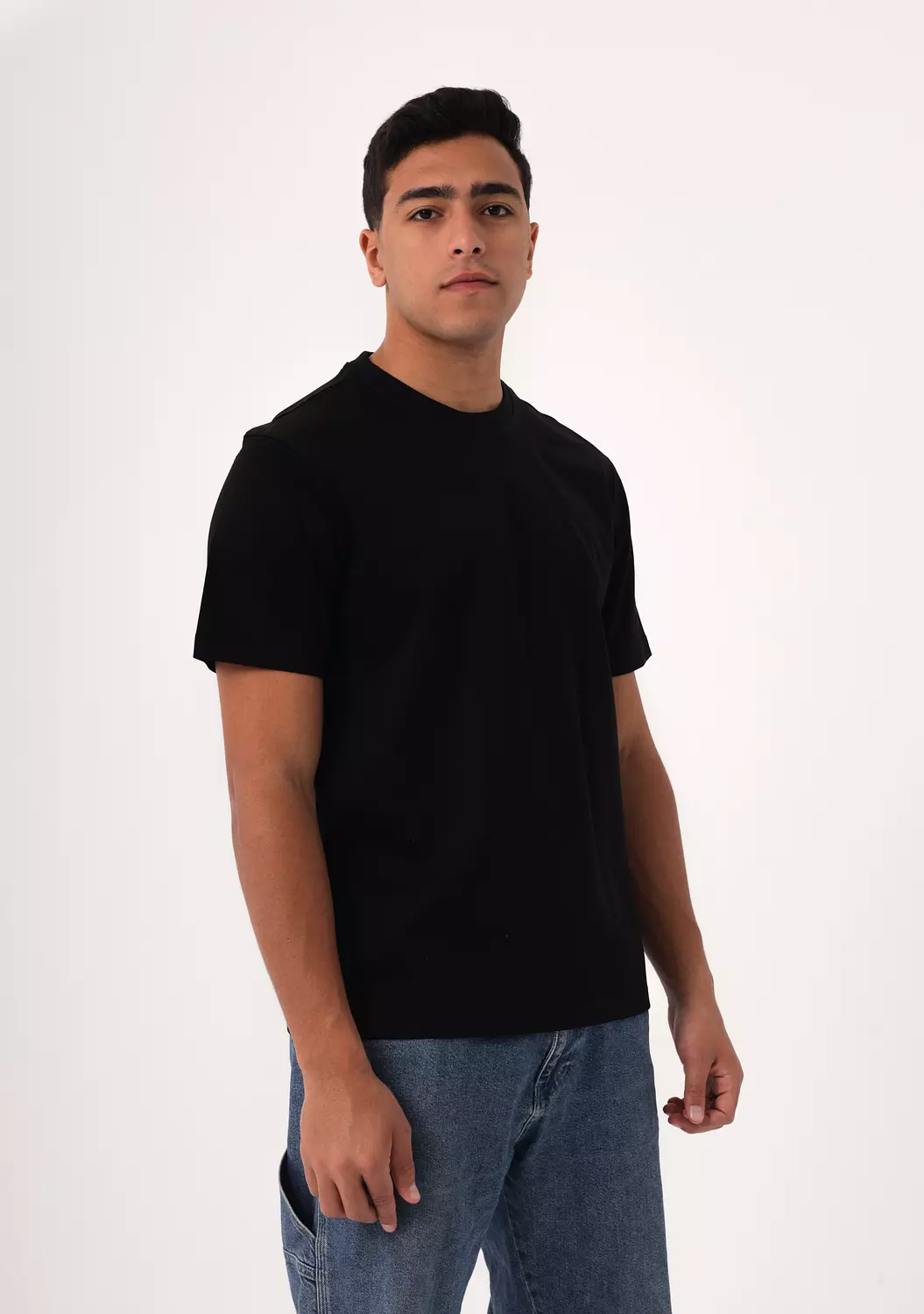 100% Egyptian cotton Black Crew Neck T-Shirt  2