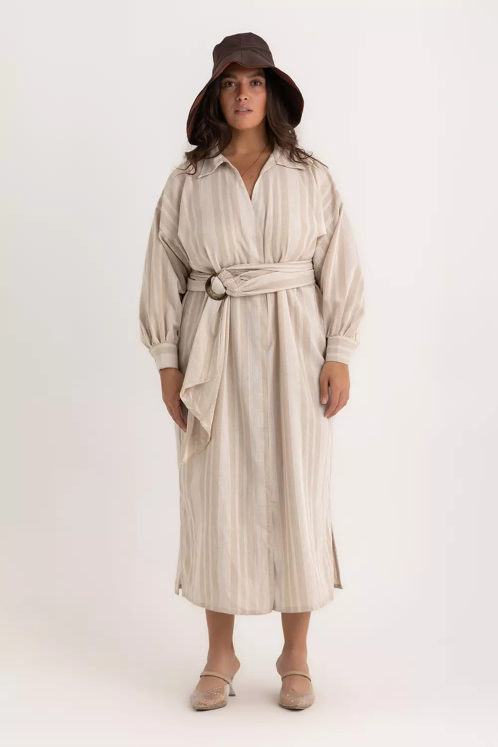 The Pola Linen Striped Shirt Dress image