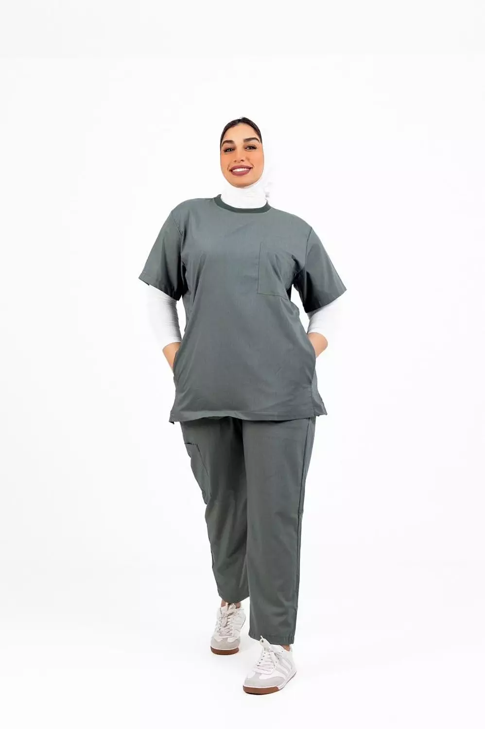<p><strong><span style="color: rgb(93, 92, 90)">Premium Rounded Neck MJ Scrub - Olive Green</span></strong></p>