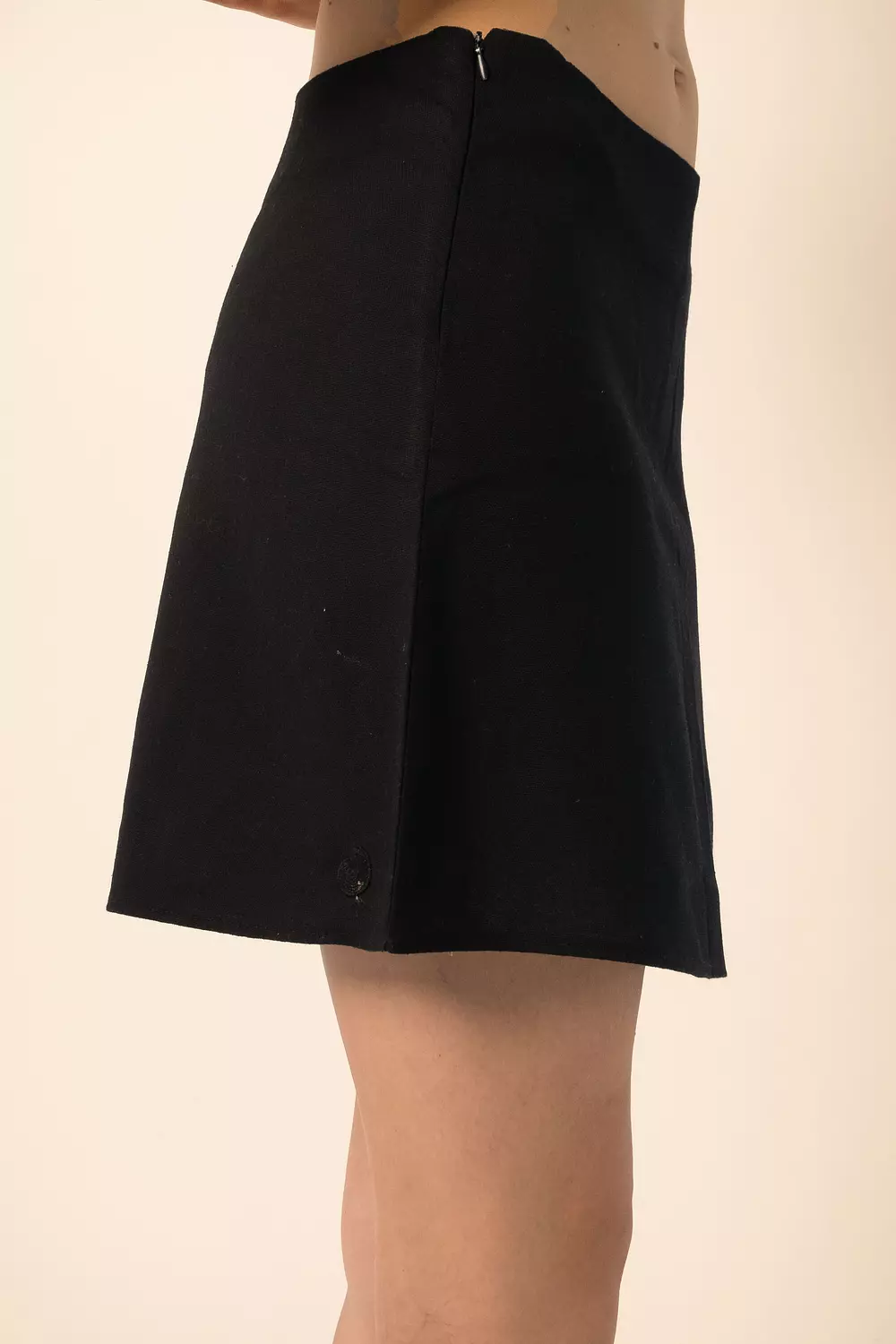 Linen Blend Mini Skirt - Black 4