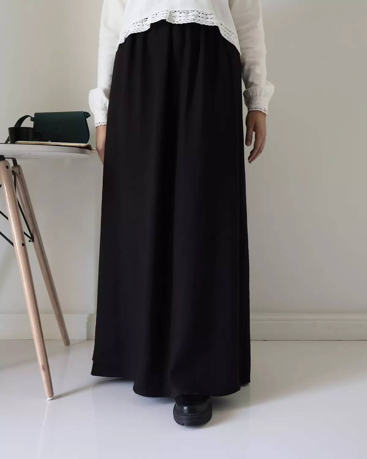  Black Linen A line skirt 2