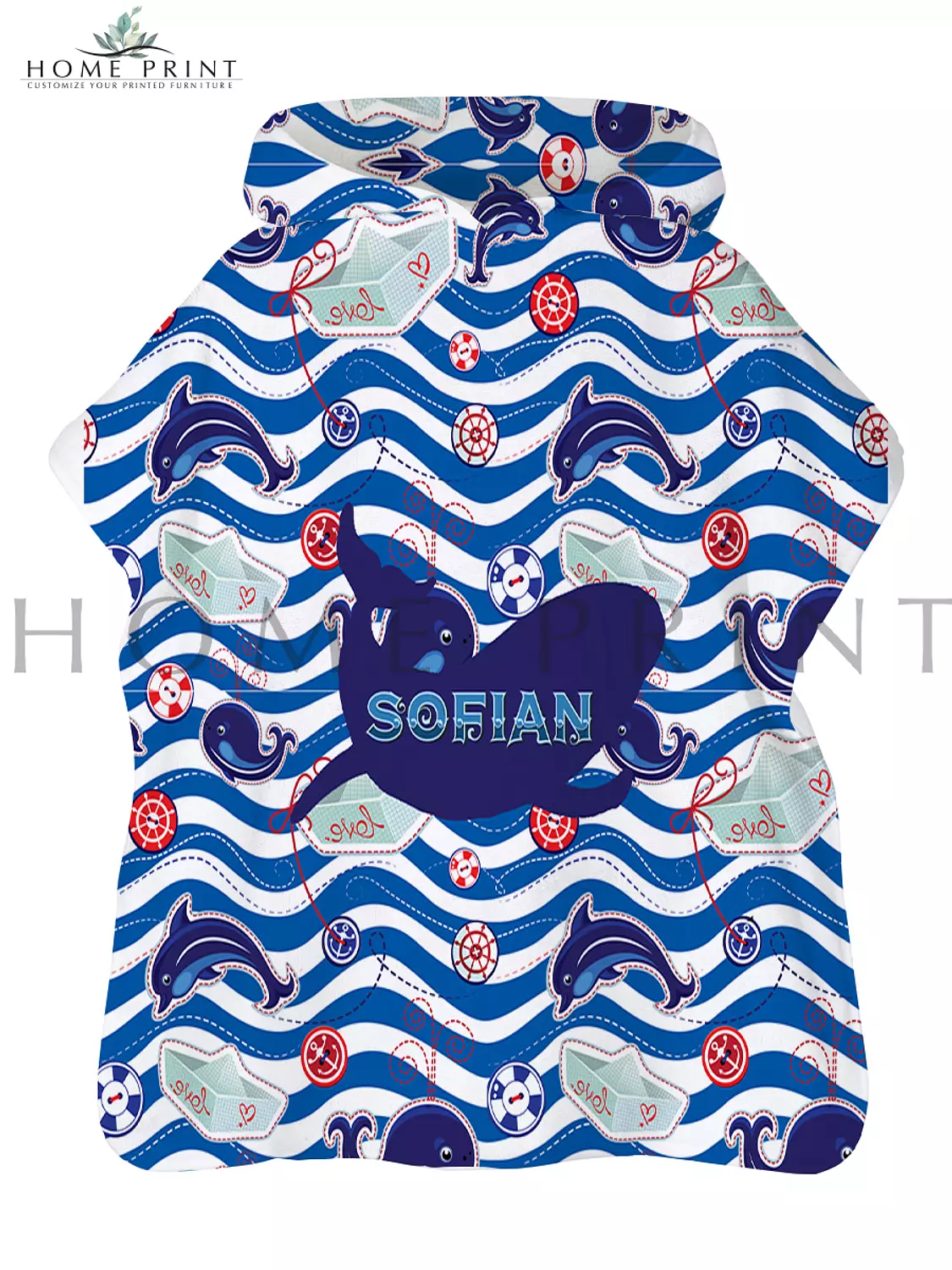 Microfiber Poncho - Dolphin - Multi Colors shape  image