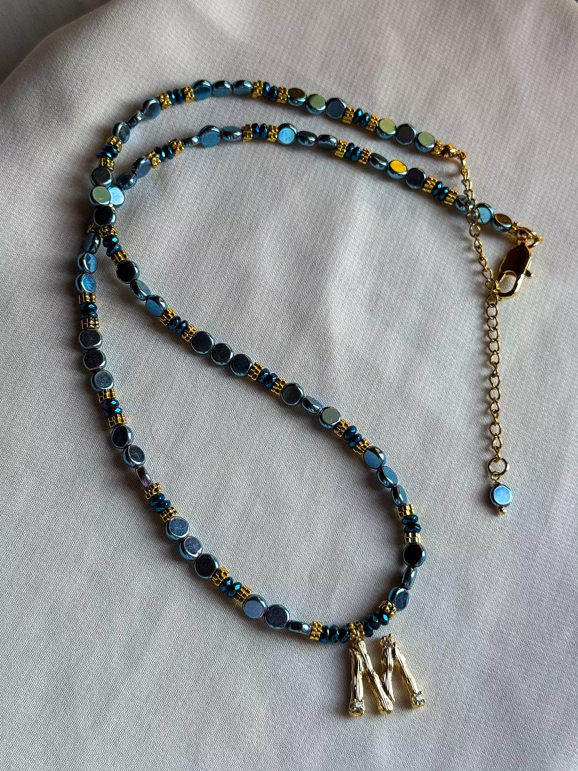 Hematite Letter Necklace " Blue " ( By Order ) image
