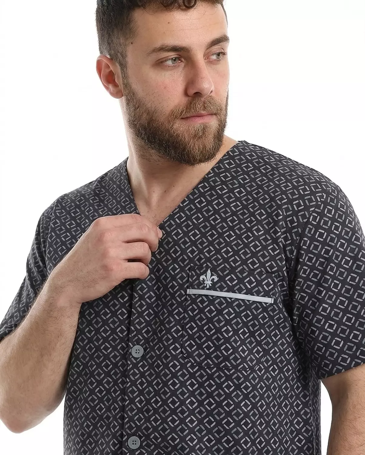 بيجاما رجالي مطبوعه كلاسيك - 2286- اسود 3