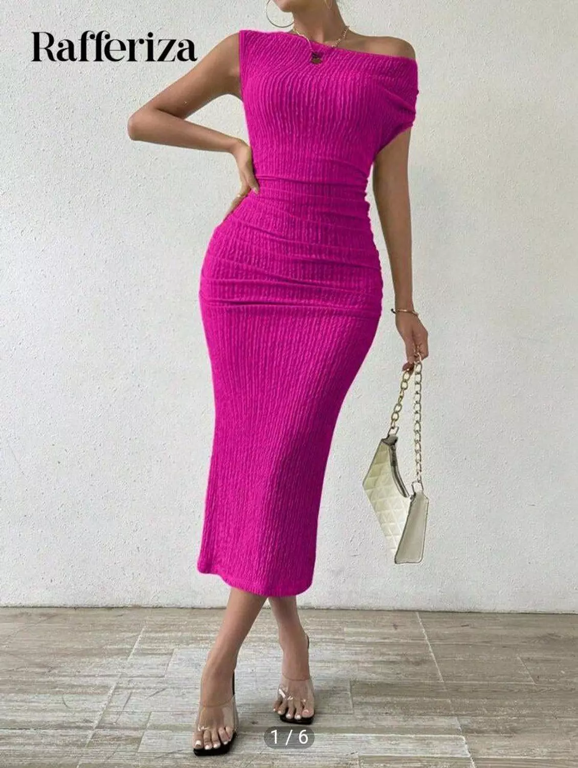 One-Shoulder Pleated Midi Dress – Asymmetric Neckline 6
