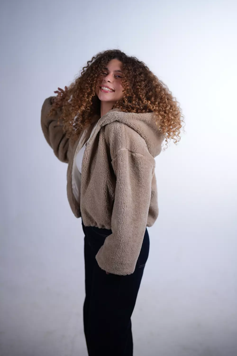 Beige Faux Fur Jacket 2