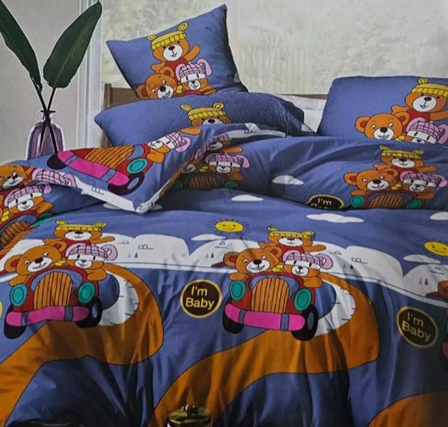 طقم ملاء اطفال قطن دباديب ازرق image