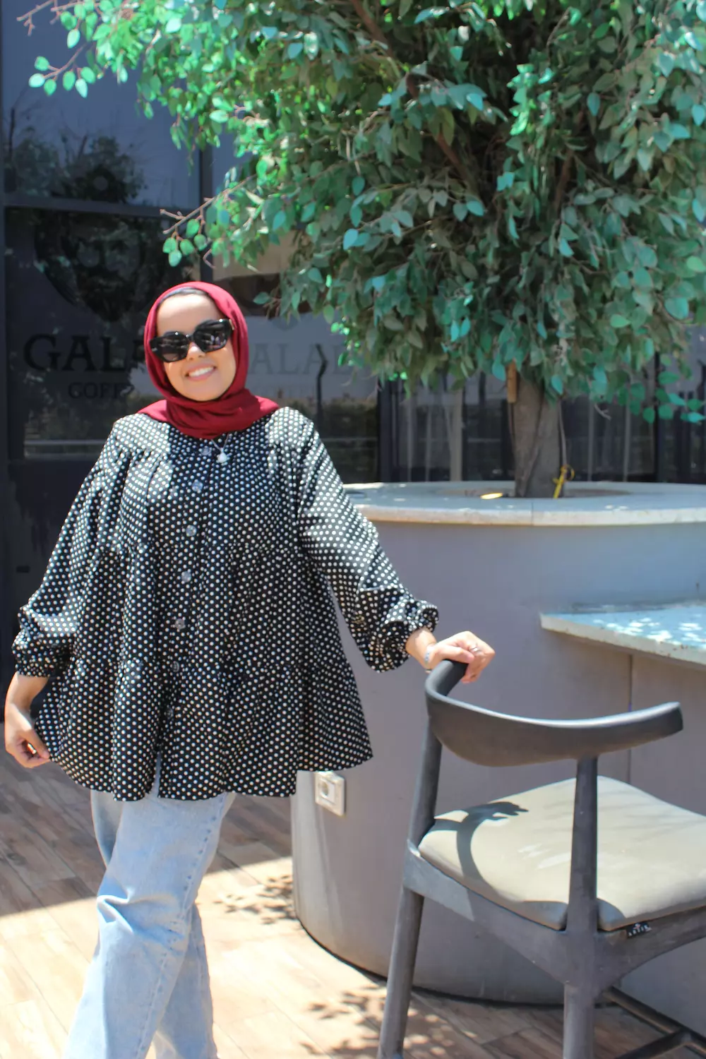 Ruffled Polka Dots Blouse 🖤 hover image