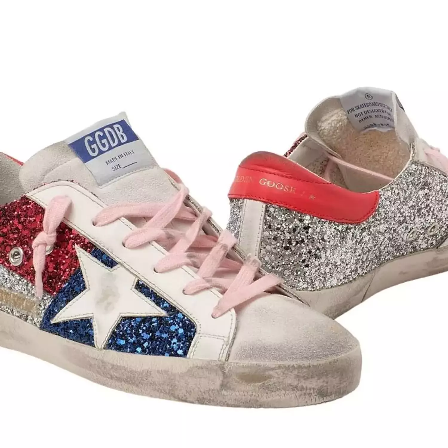 Golden Goose Glitter Detail Superstar Trainers In White 3