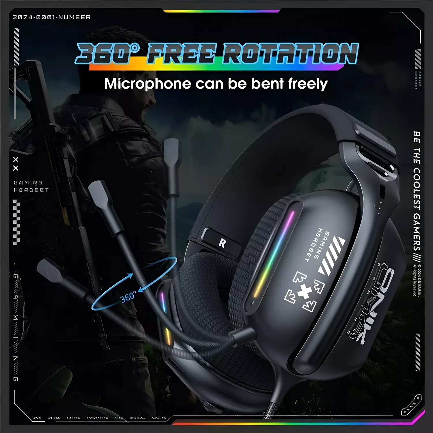 Onikuma X12 Gaming Headset - RGB Lighting - Noise-Canceling Mic - Comfortable Fit 5