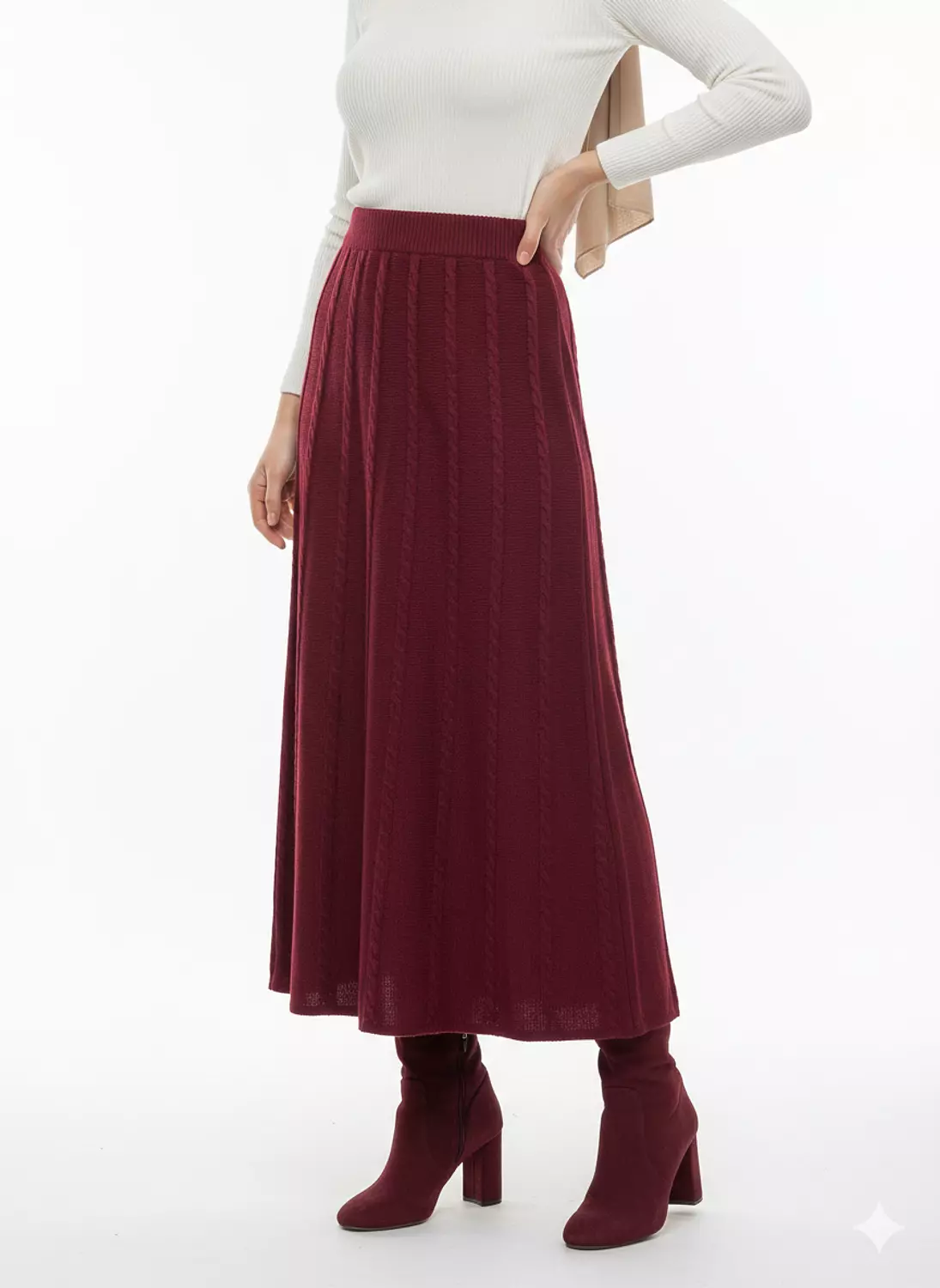 Long Cable Knit Skirt image