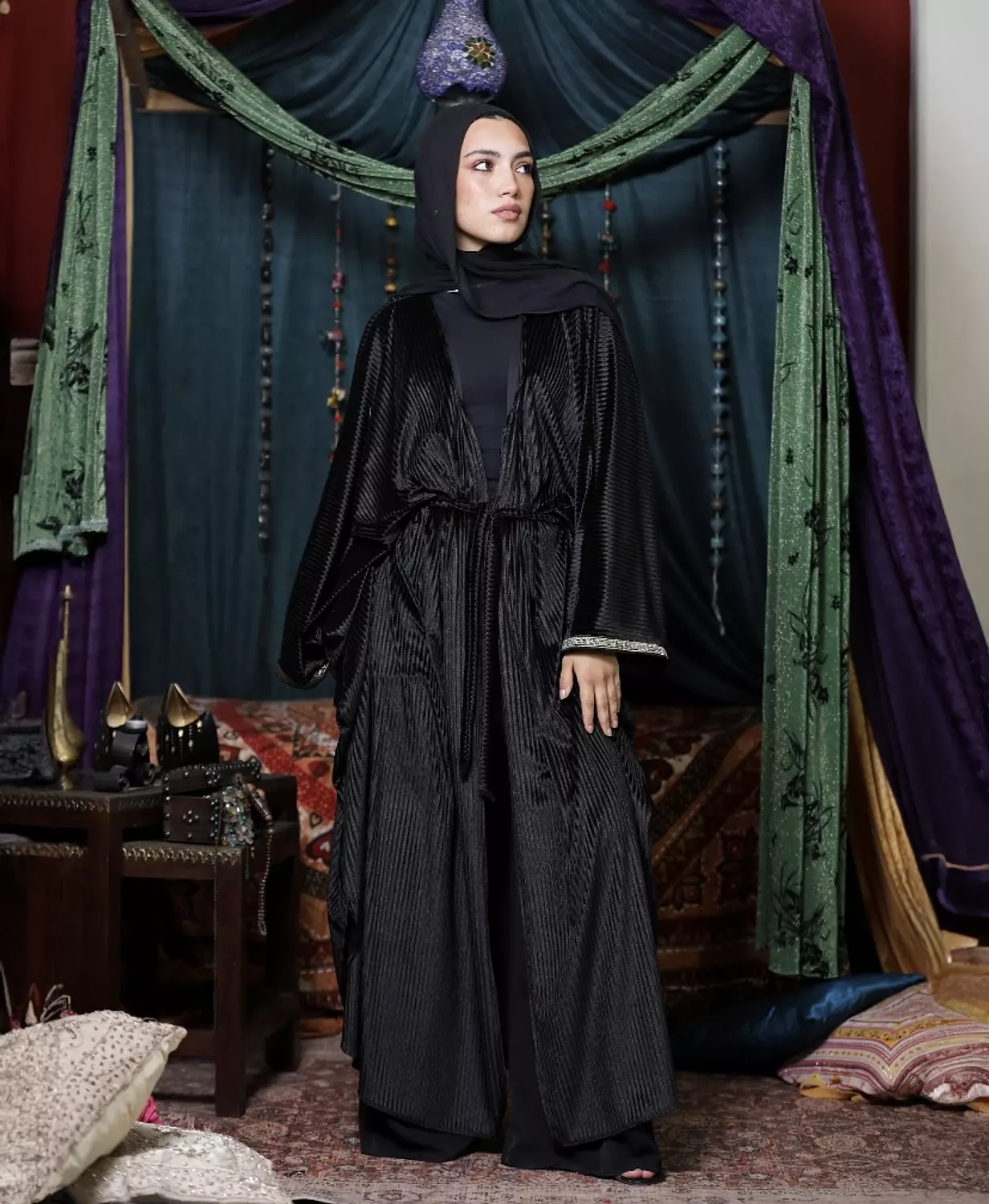 The velvet pleated keftan  1