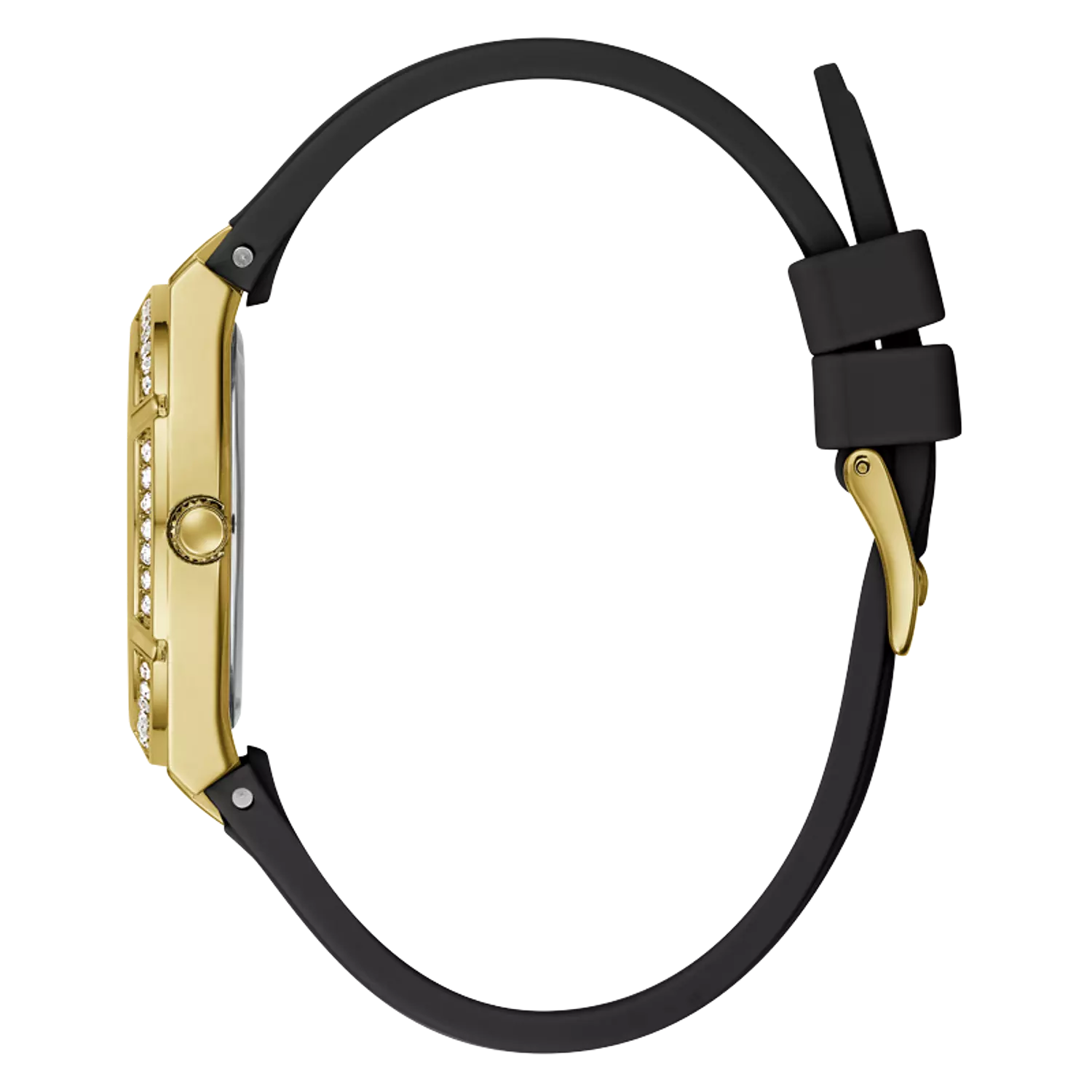 Guess GW0034L1 Ladies Watch Analog Movement Round Shape Black Smooth Silicone Strap 1