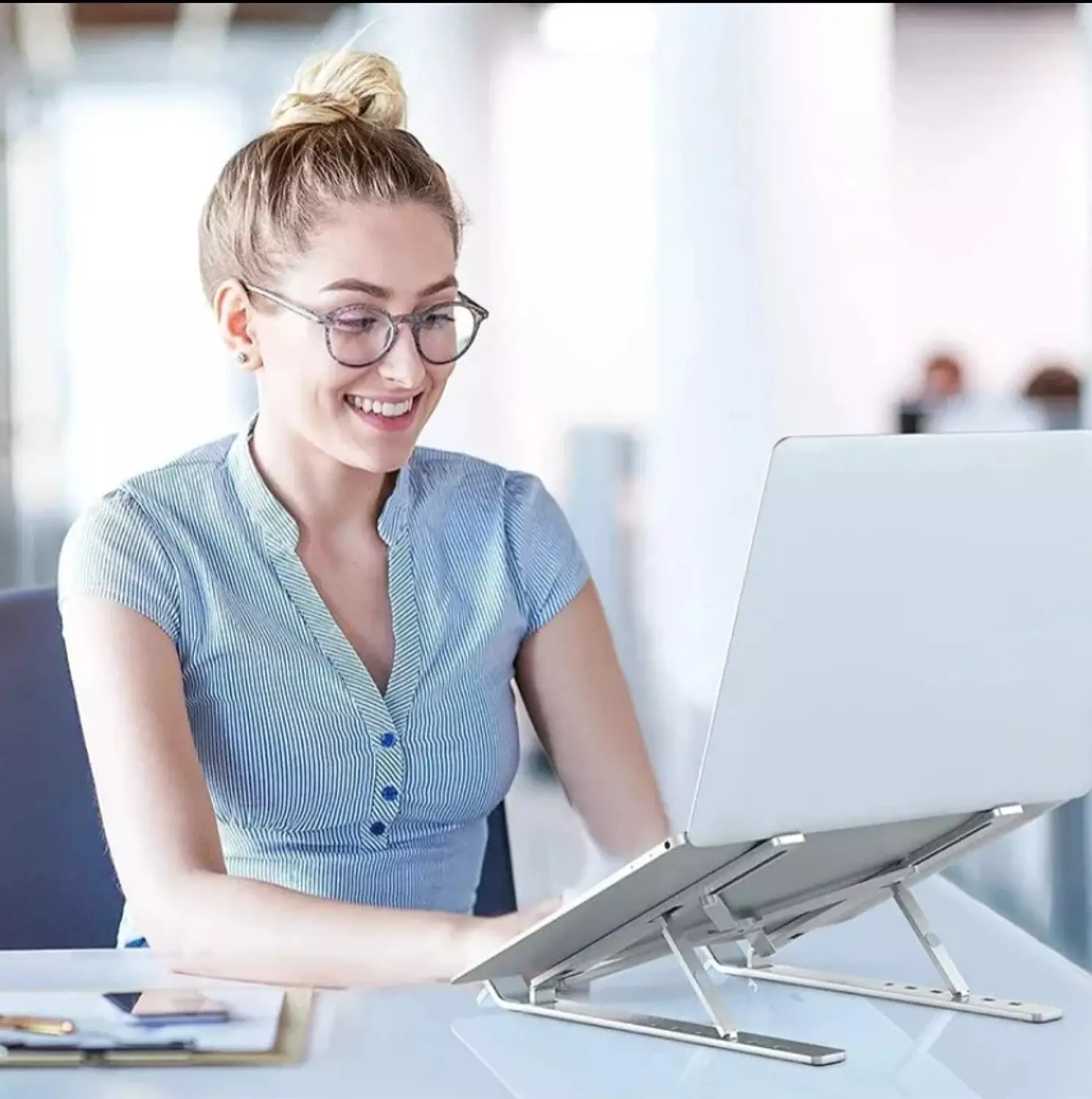 Creative Foldable Laptop Stand with 6-Level Lift Gray 7