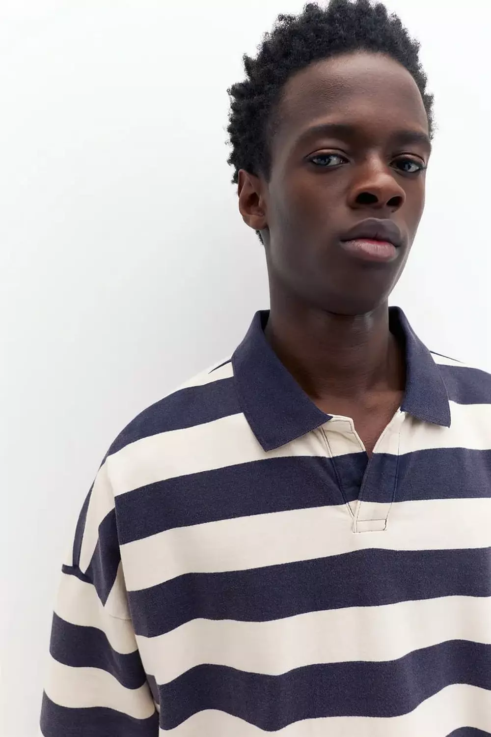PULL&BEAR STRIPED POLO SHIRT - BLUE/GREY 2