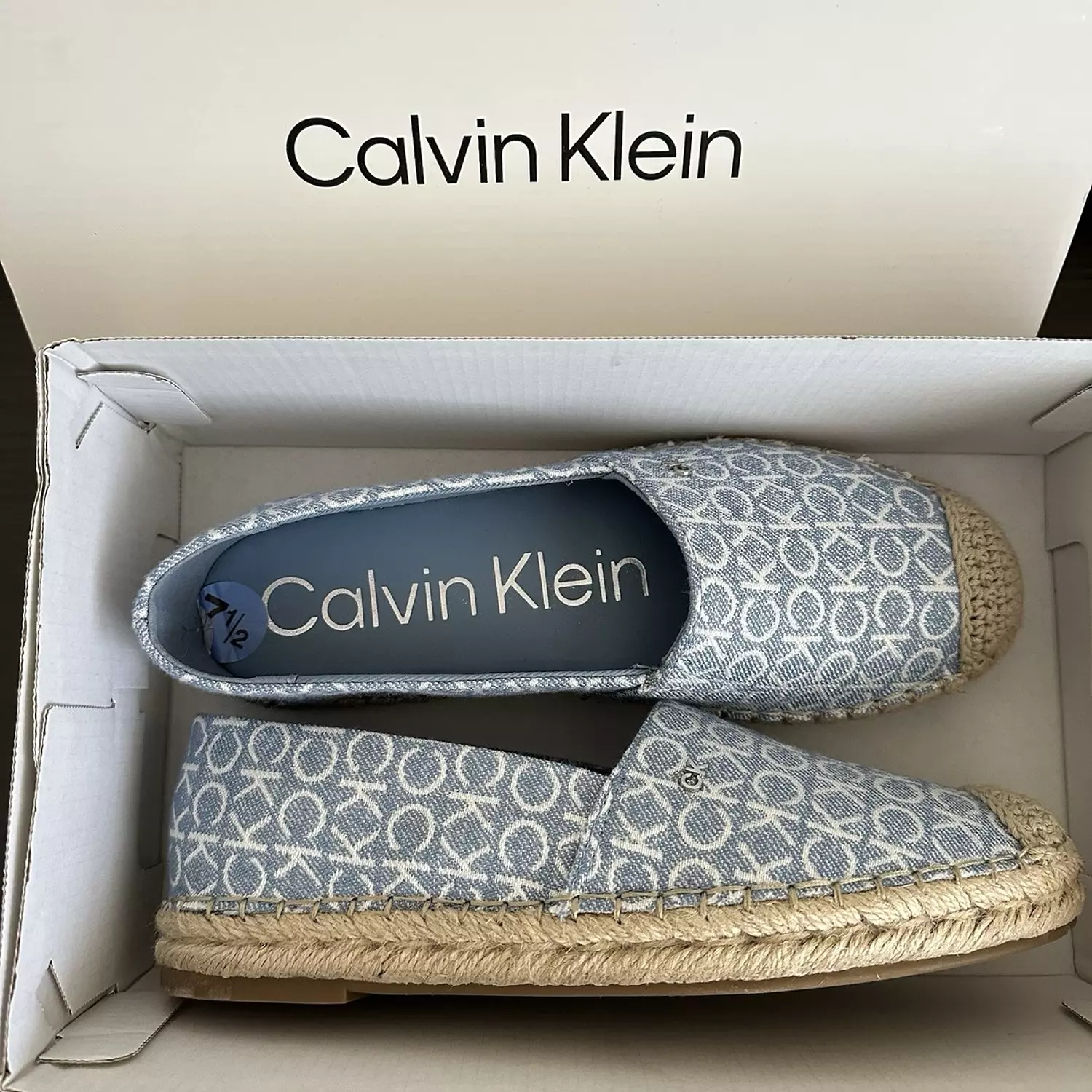 Calvin Klein Espadrilles Women’s Blue Canvas Monogram Shoes image