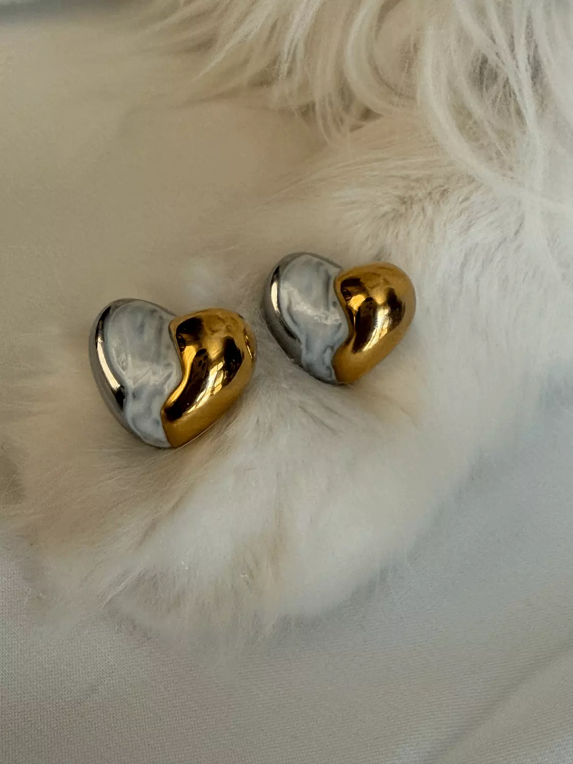 Silver x Gold Heart Studs 2