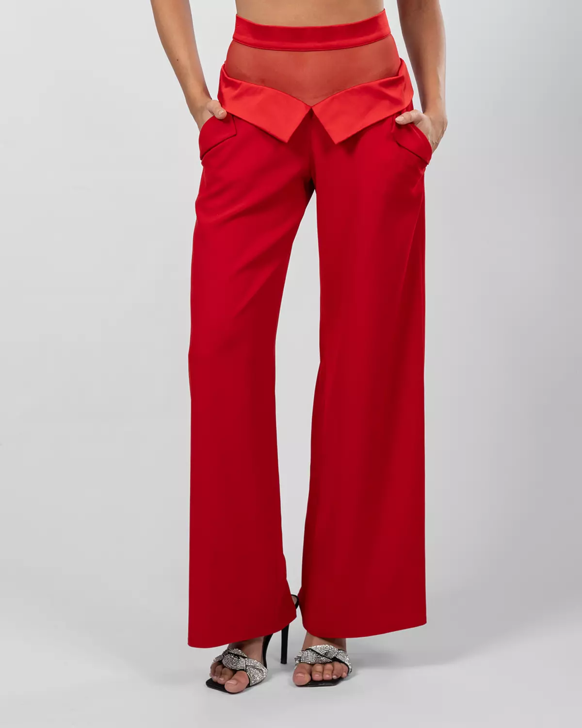 Red Wide-Leg Trousers image