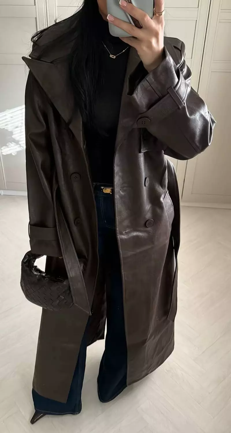 Longline Leather Duster Coat 8