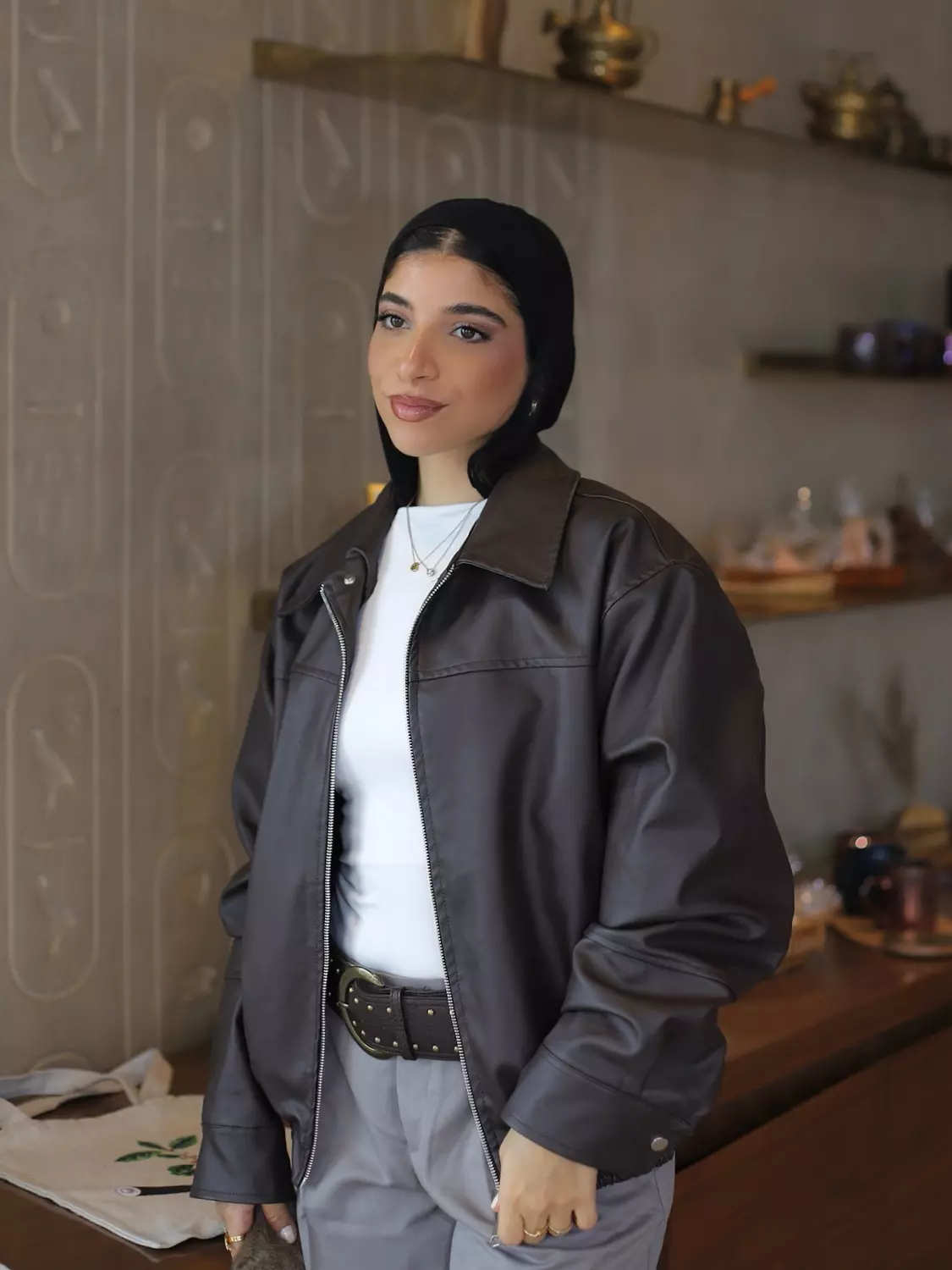 Chocolate Fur bomber jacket  hover image